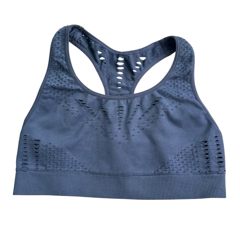 Girls' Navy Blue Seamless Racerback Sports Bralette